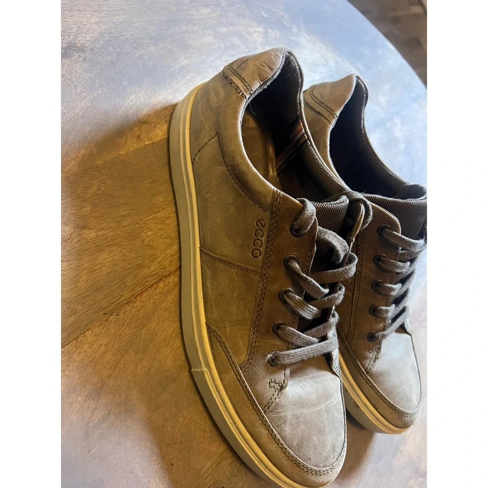 ECCO Mens Sneakers Leather Lace‎ Up Taupe Size 43